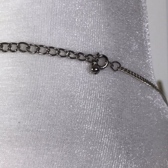 Silver Tone and Pink Acrylic Bead Faux Pearl Dangle Necklace Bling Formal - Picture 5 of 7